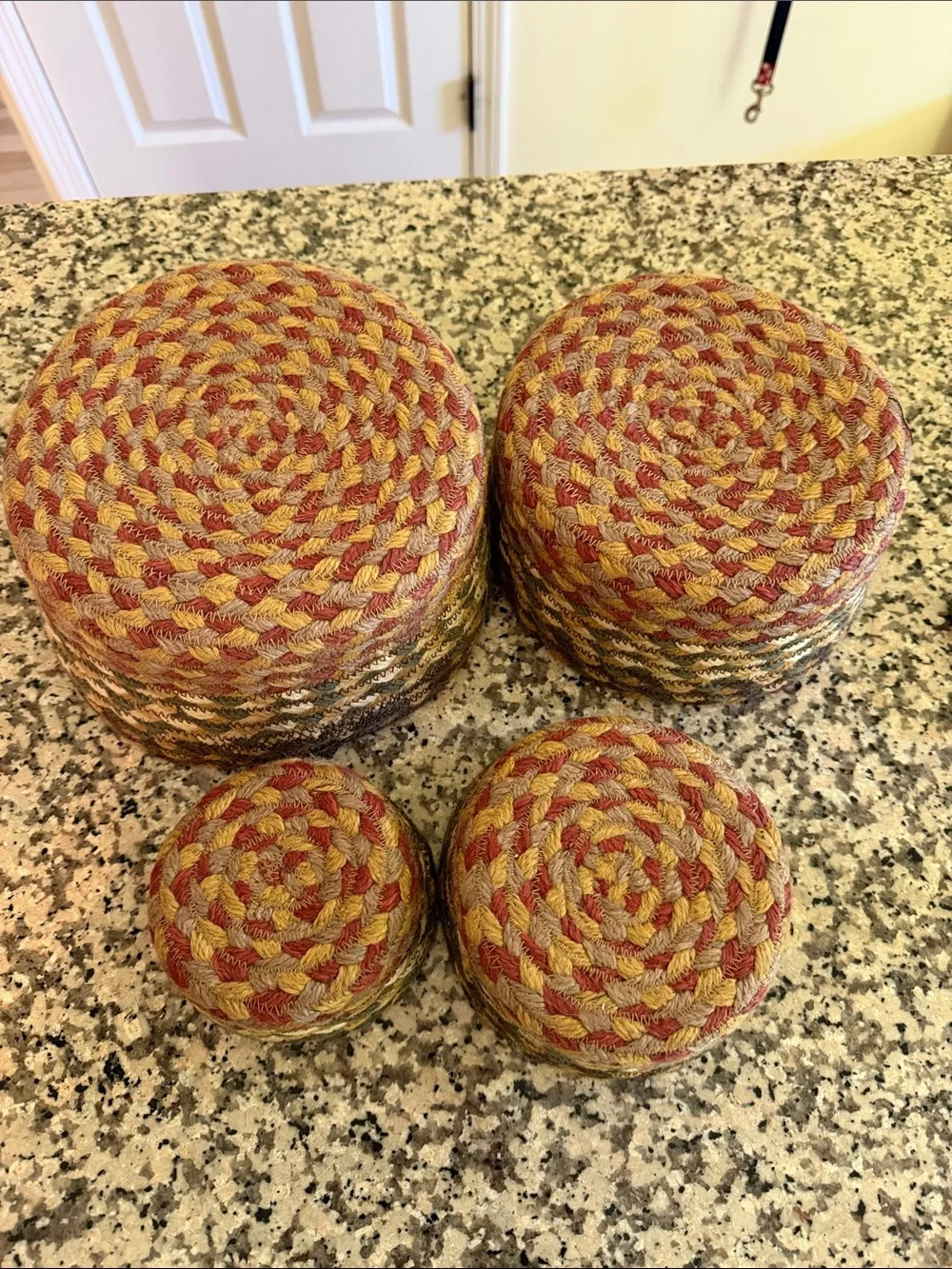 Woven Multicolor Decorative Storage Bowls Trivets- Set of 4